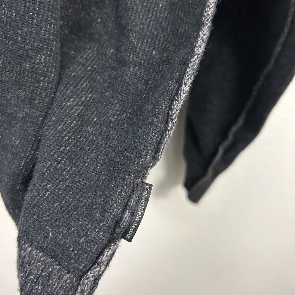 Calvin Klein Jeans Half Zip Raglan Sweater Charcoal Black Distressed Preppy - Picture 8 of 10